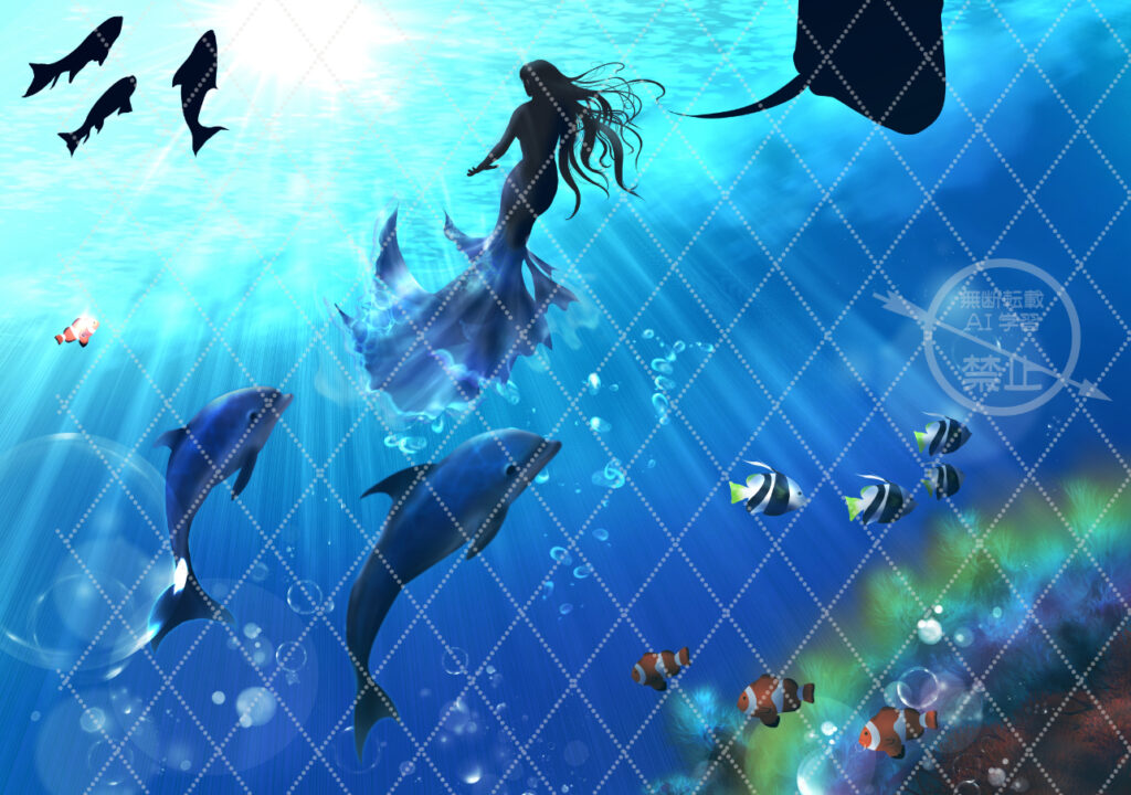 イルカと人魚のイラスト