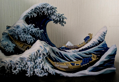 富嶽三十六景 神奈川沖浪裏のジオラマ